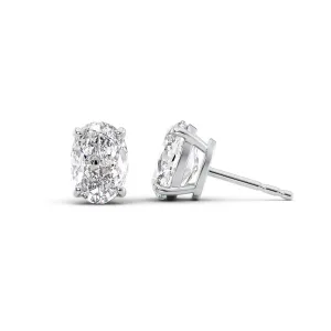 1 CTW Basket Stud Earrings Set With Oval Lab Diamonds