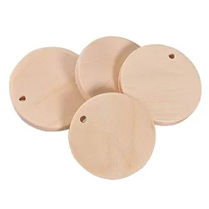 100 Pcs Natural Wood Pendants Charms Unfinished Wooden Earring Circles Pendants with Holes for DIY Earring Jewelry Making (20 MM)