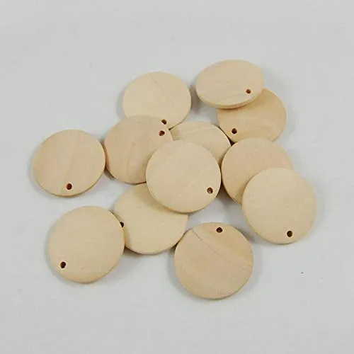 100 Pcs Natural Wood Pendants Charms Unfinished Wooden Earring Circles Pendants with Holes for DIY Earring Jewelry Making (20 MM)