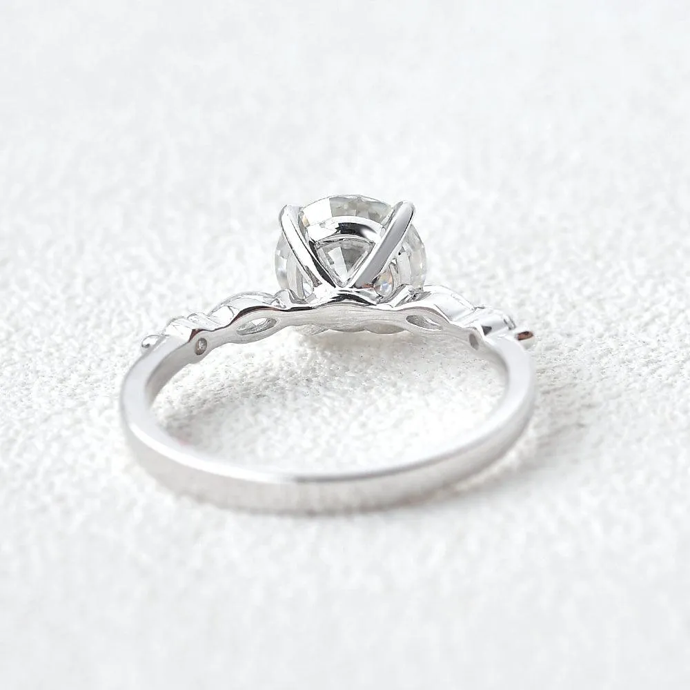 1.0ct Moissanite White Gold Four Prongs Ring