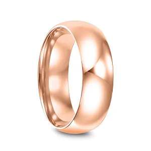 10k Rose Gold Men's Domed Ring with Polished Finish - 5mm - 10mm