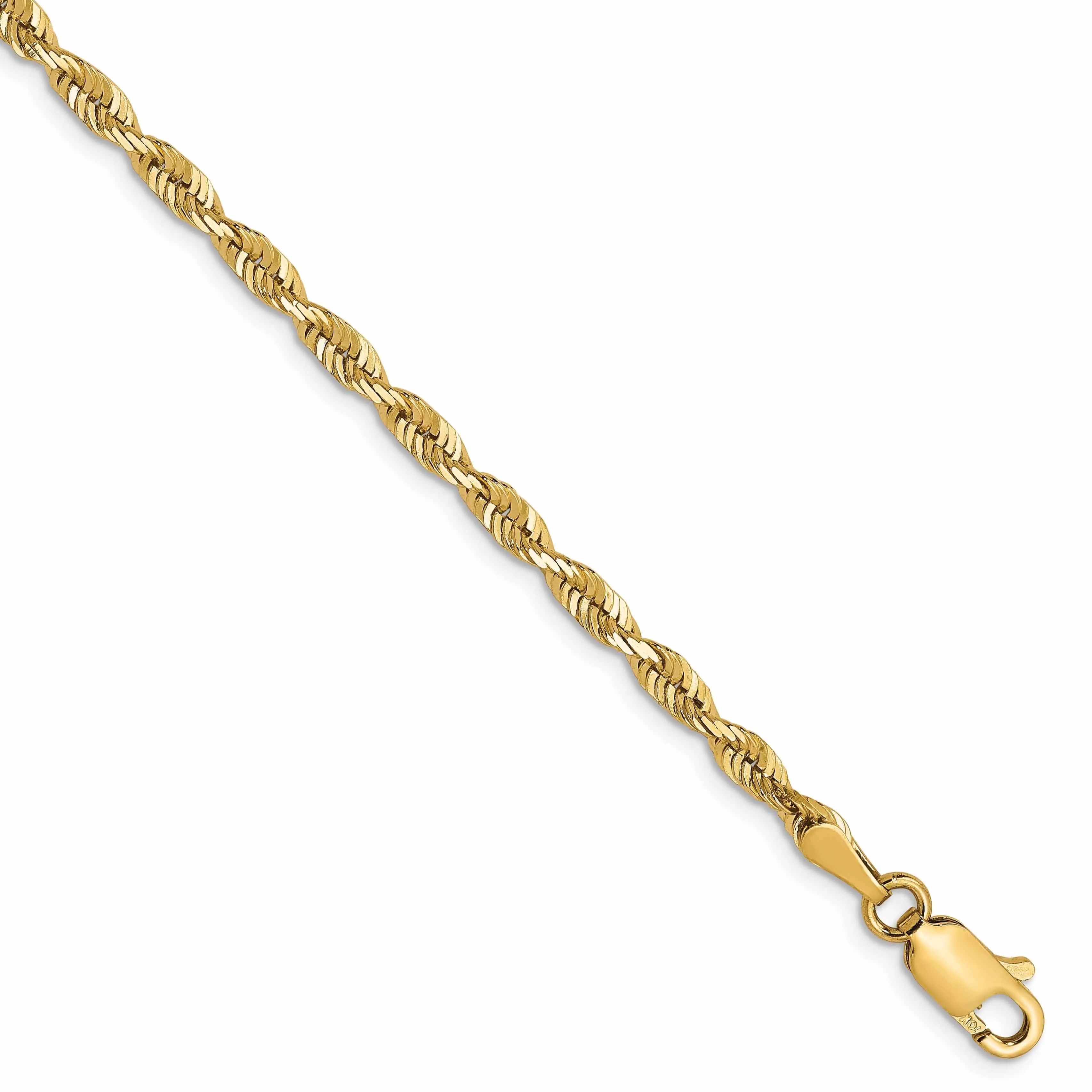 10k Yellow Gold 2.8mm D.C Lightweight Rope Chain