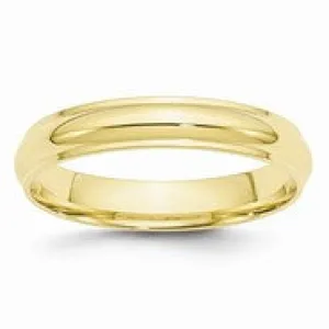 10k Yellow Gold 4mm Half Round with Edge Wedding Band Ring