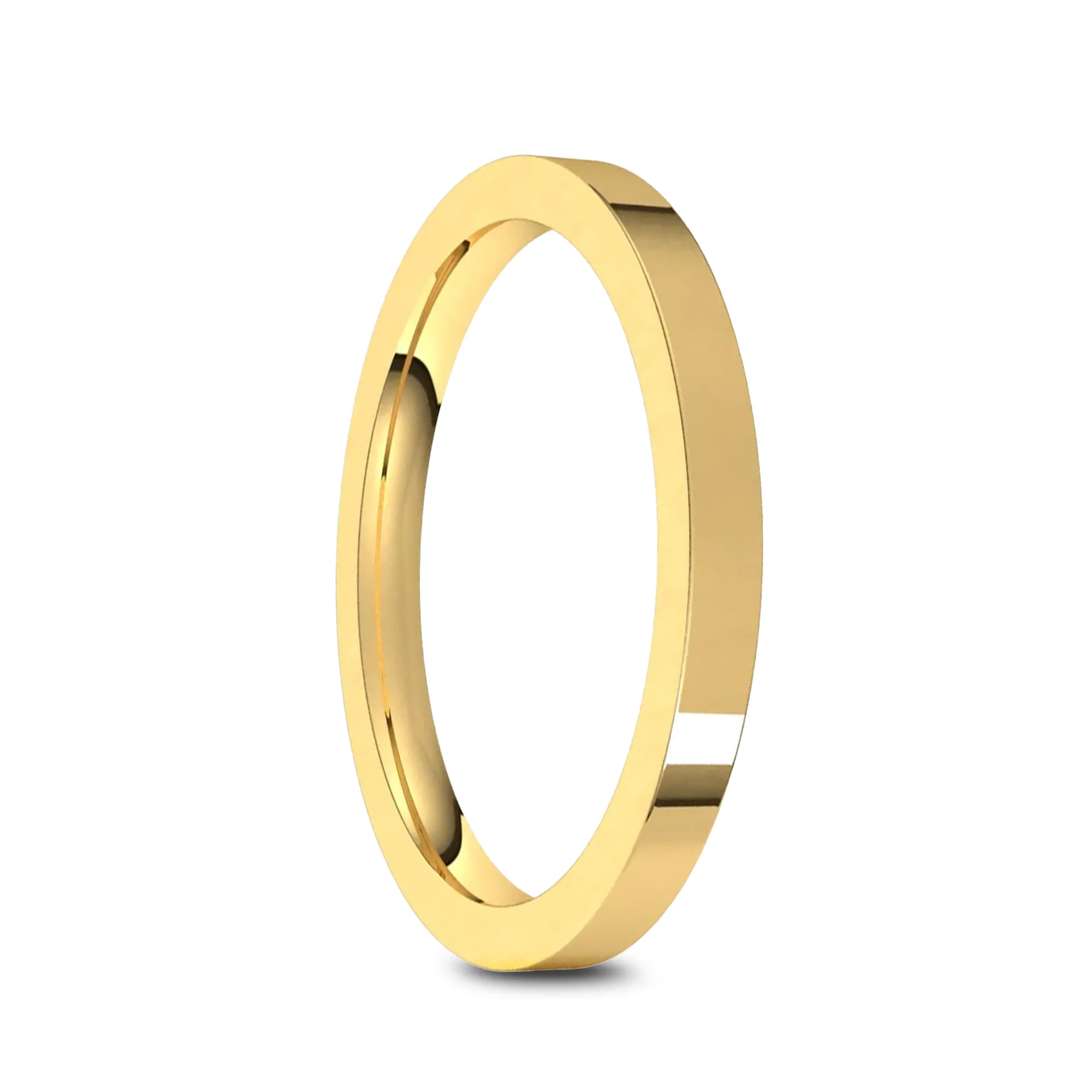 10k Yellow Gold Women's Flat Ring with Polished Finish - 2mm - 4mm