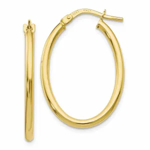 10kt Yellow Gold Oval Hinged Hoop Earrings