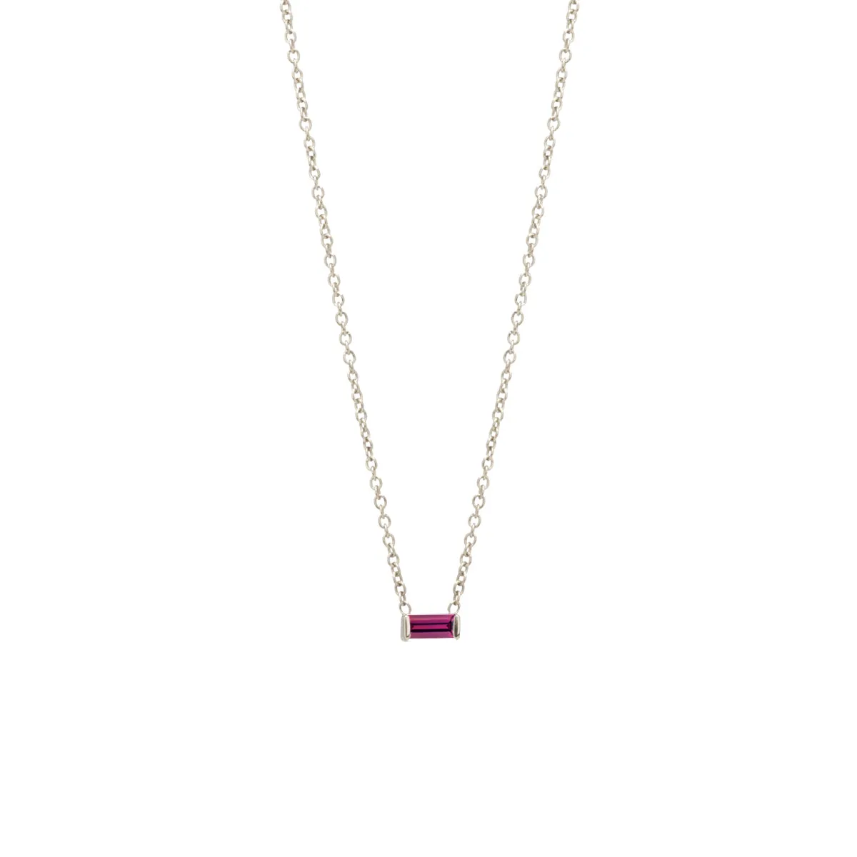 14k Garnet Baguette Necklace | January Birthstone