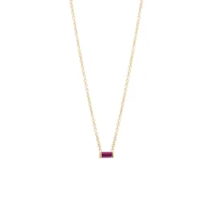 14k Garnet Baguette Necklace | January Birthstone