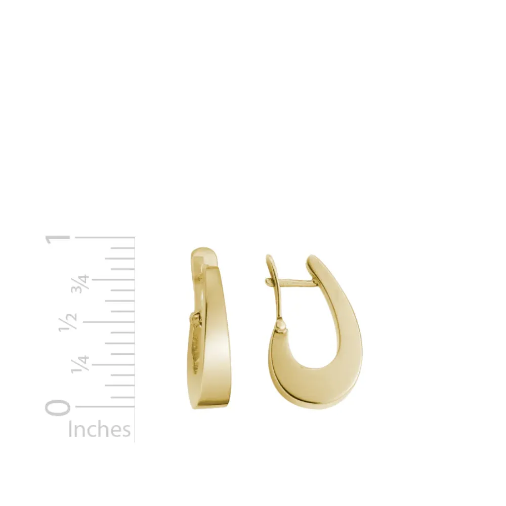 14k Gold Tapered J Hoop Earrings