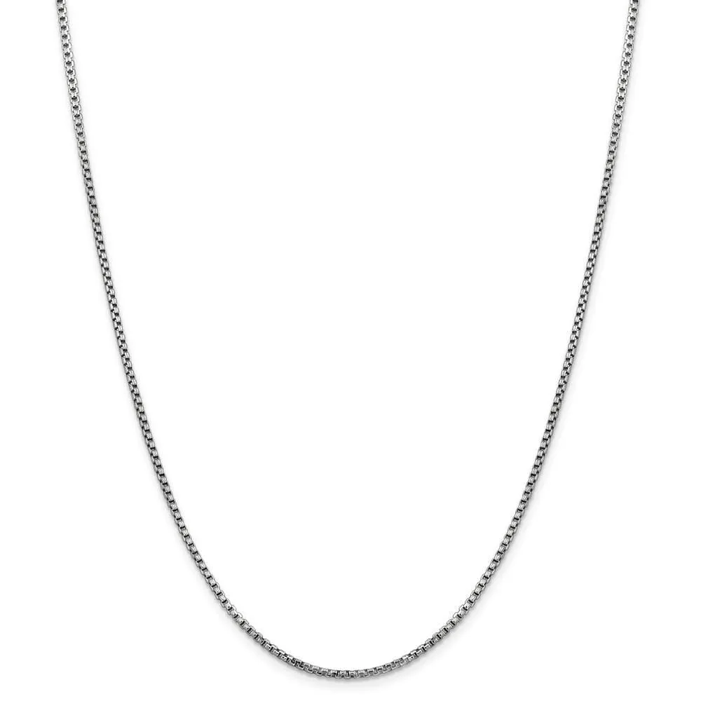 14k White Gold 1.75mm Hollow Round Box Chain