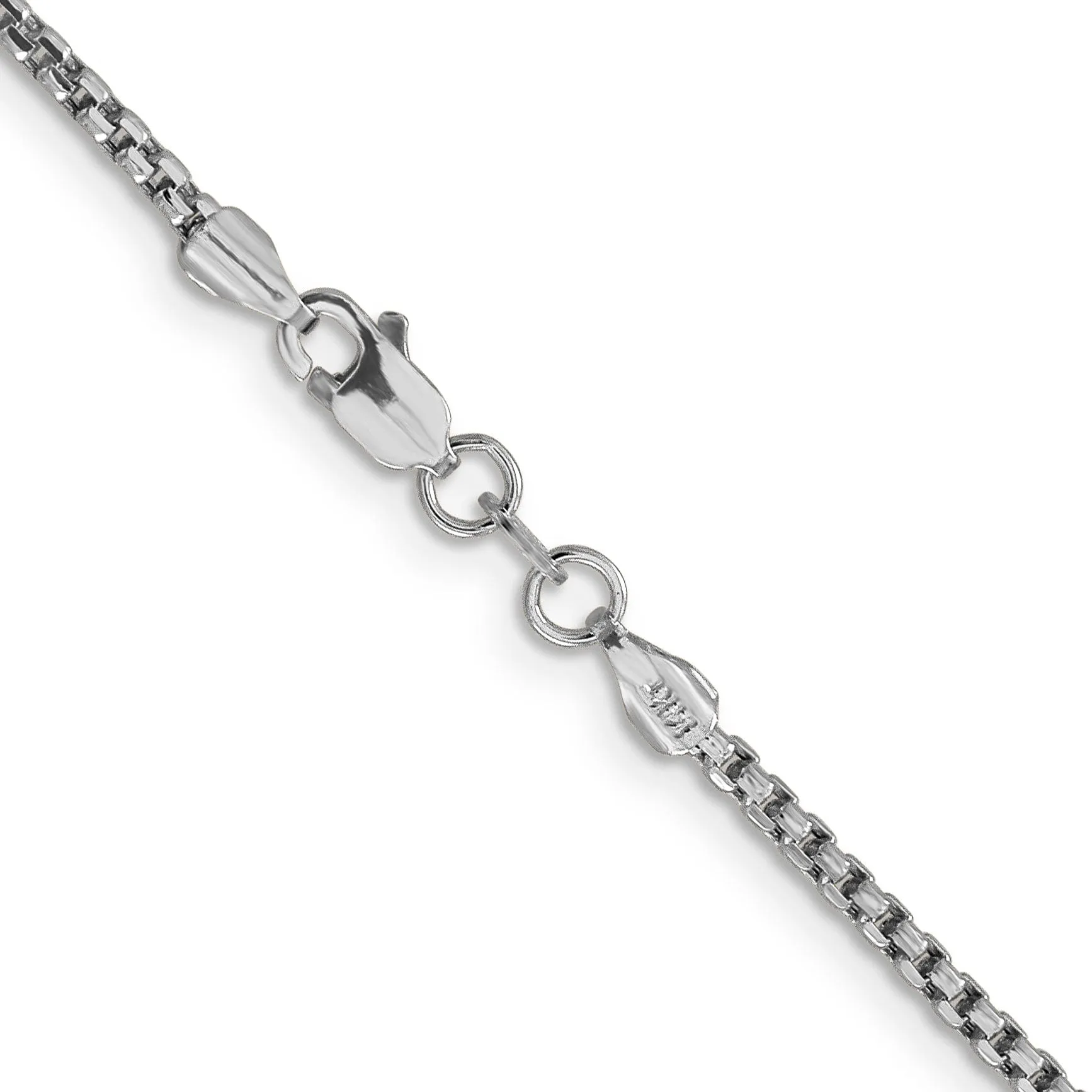 14k White Gold 1.75mm Hollow Round Box Chain