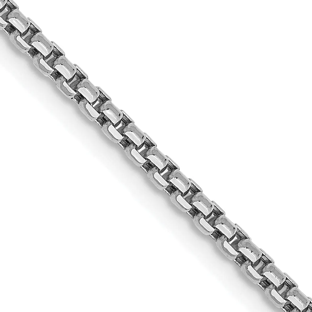 14k White Gold 1.75mm Hollow Round Box Chain