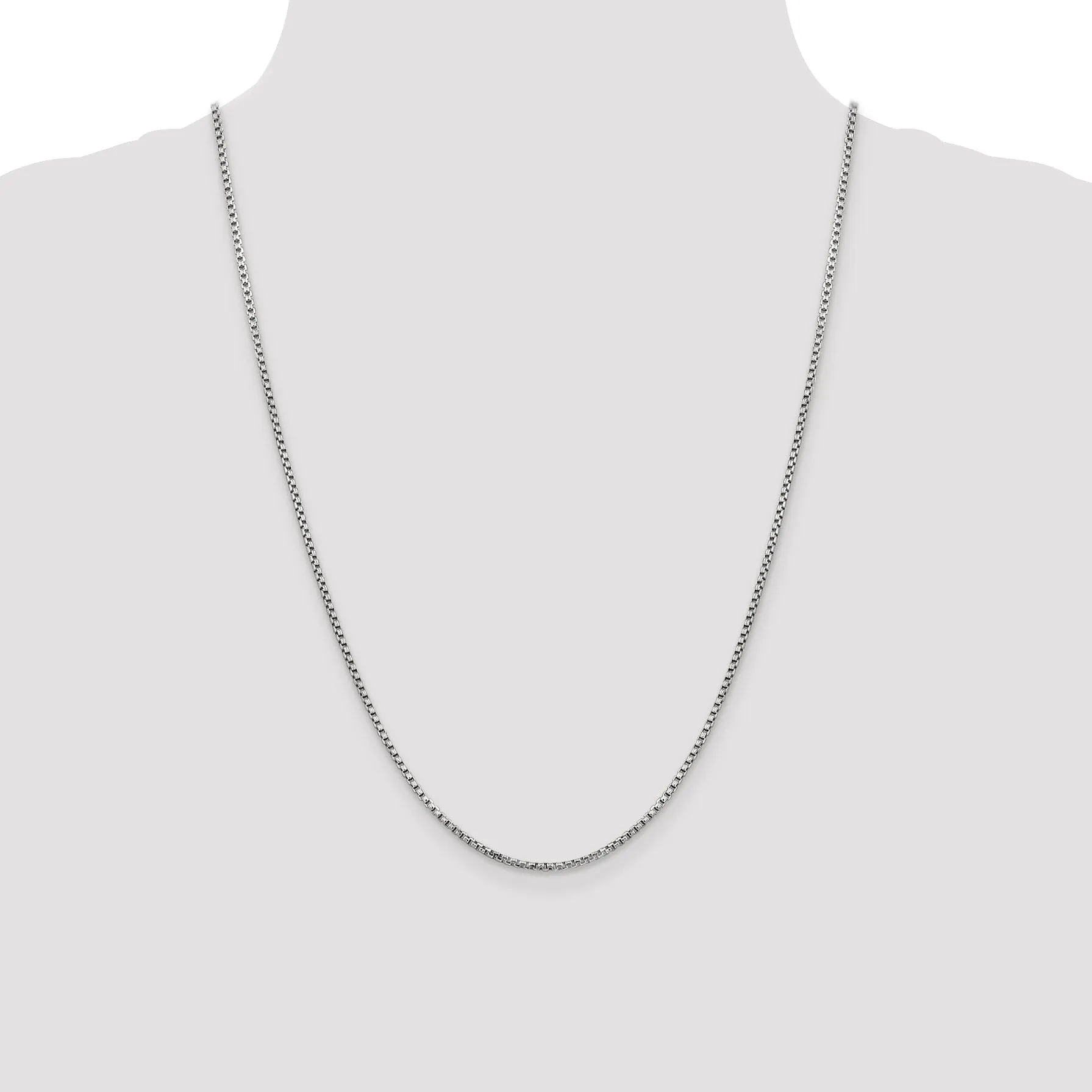 14k White Gold 1.75mm Hollow Round Box Chain