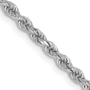 14k White Gold 2.50mm Diamond Cut Rope Chain