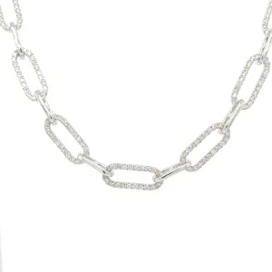 14K White Gold 4.09ct Diamond Link Necklace