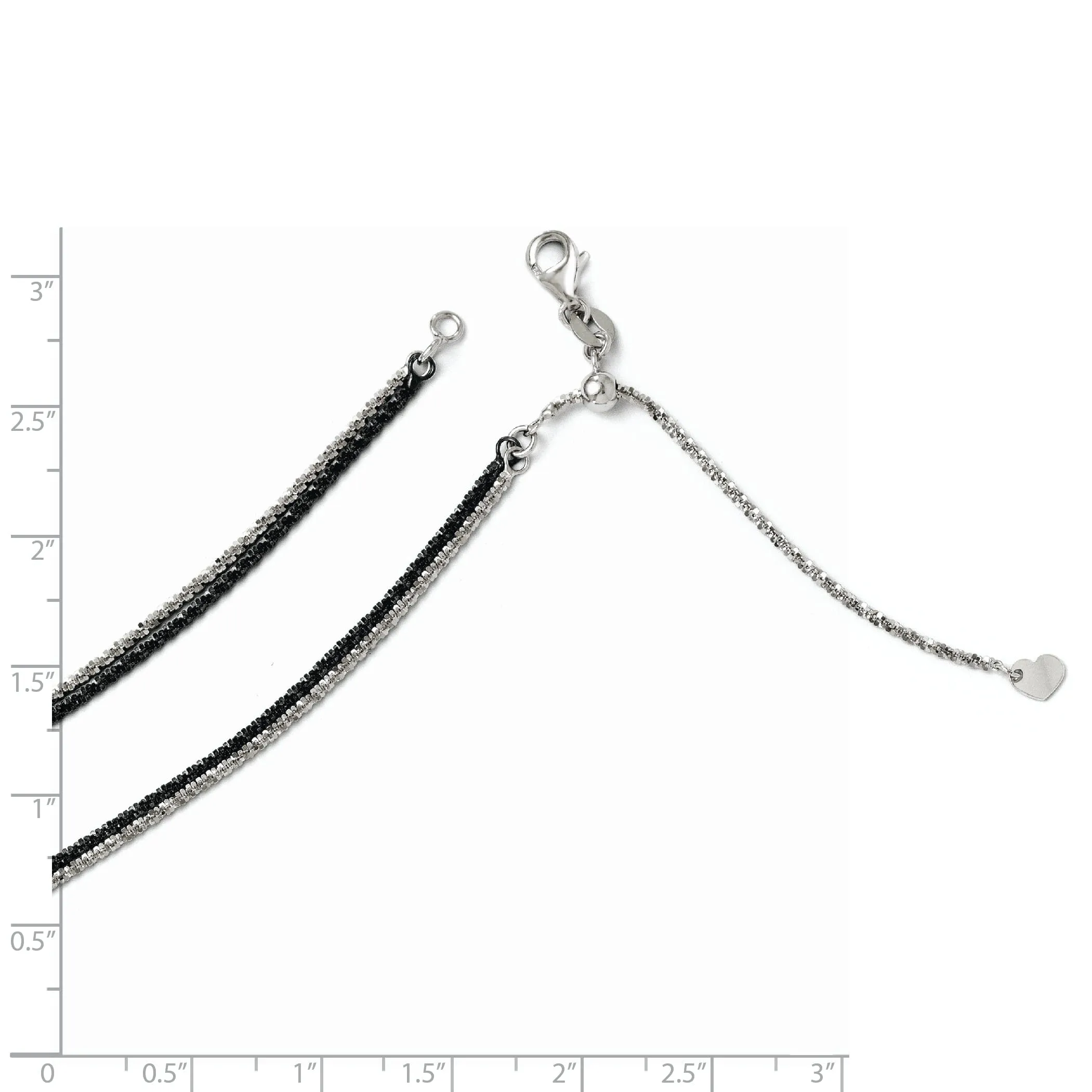 14k White Gold Black White Double Strand Chain