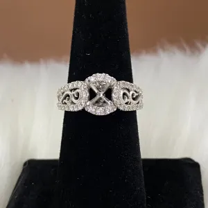 14K White Gold Diamond Luxury Wedding Setting No Stone Engagement Ring 2Ct Dia / 6.1gr / Size 6