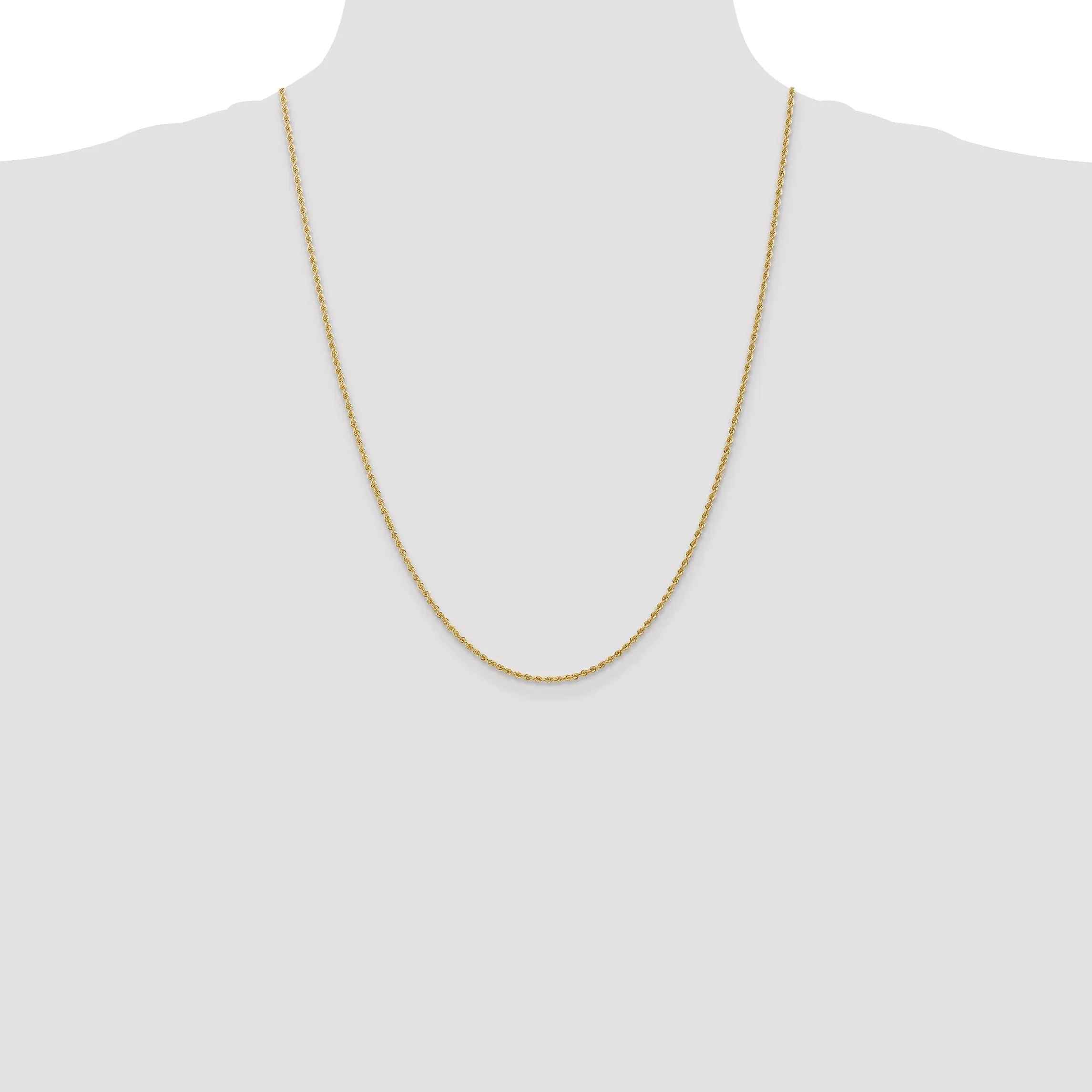 14k Yellow Gold 1.50mm Handmade Rope Chain