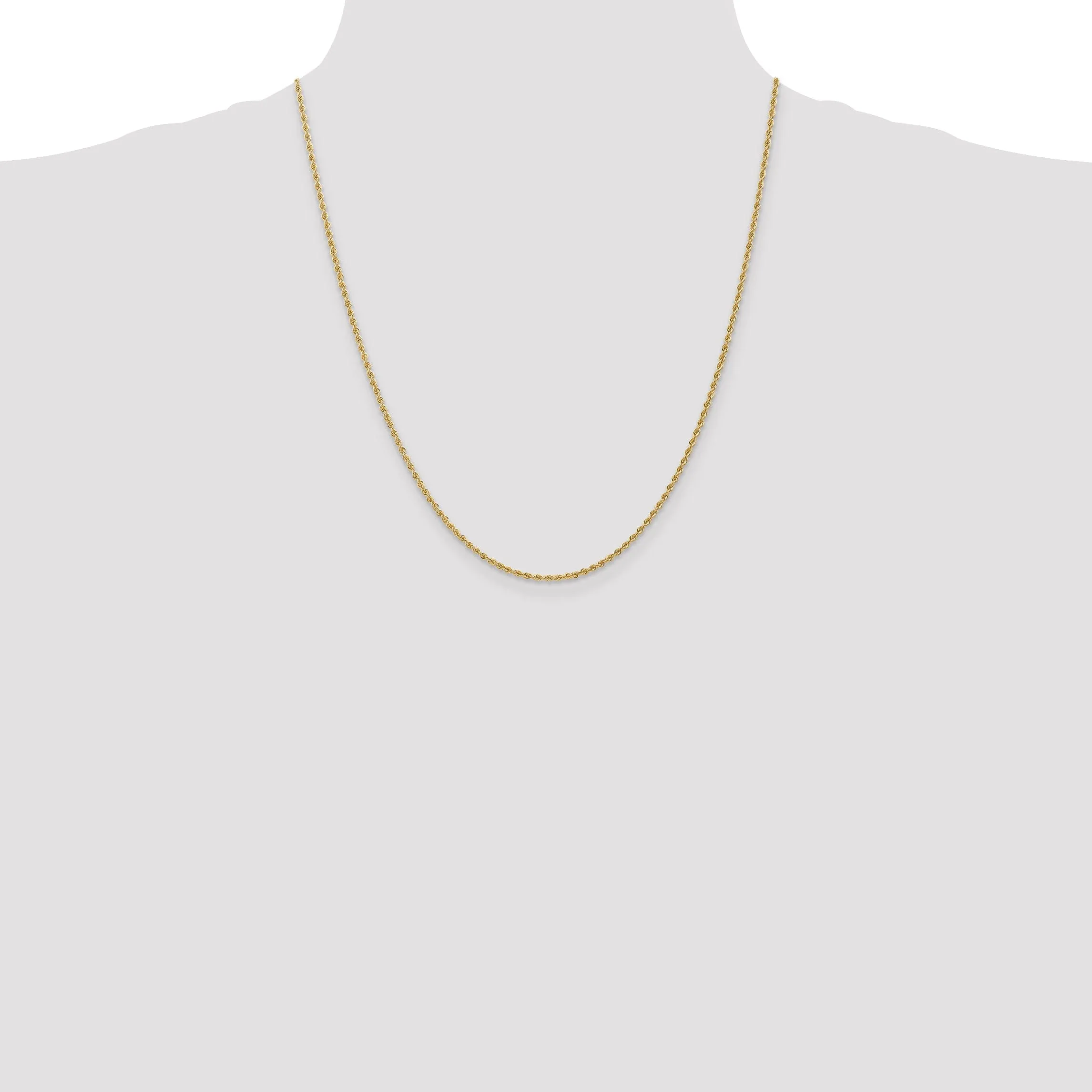 14k Yellow Gold 1.50mm Handmade Rope Chain