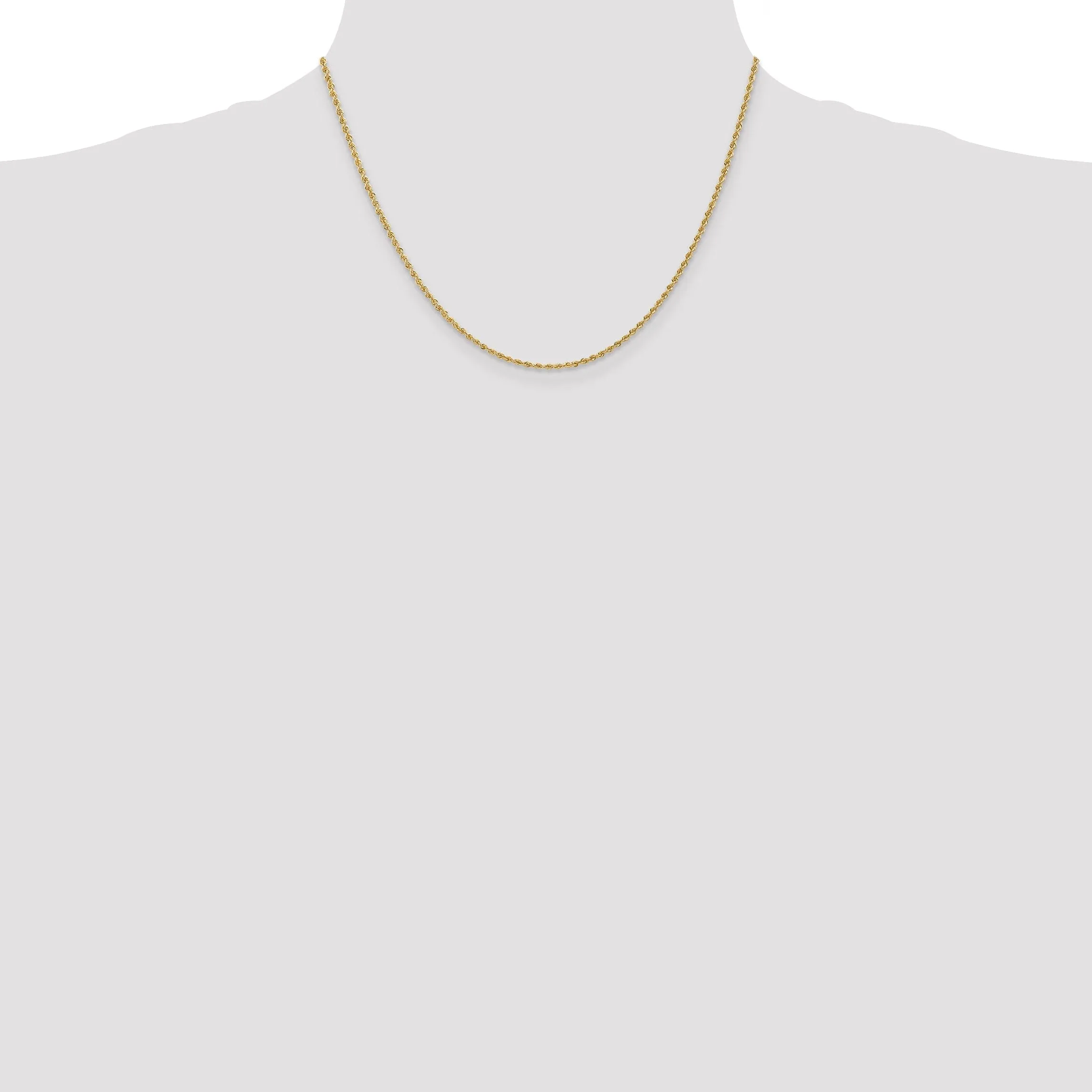 14k Yellow Gold 1.50mm Handmade Rope Chain