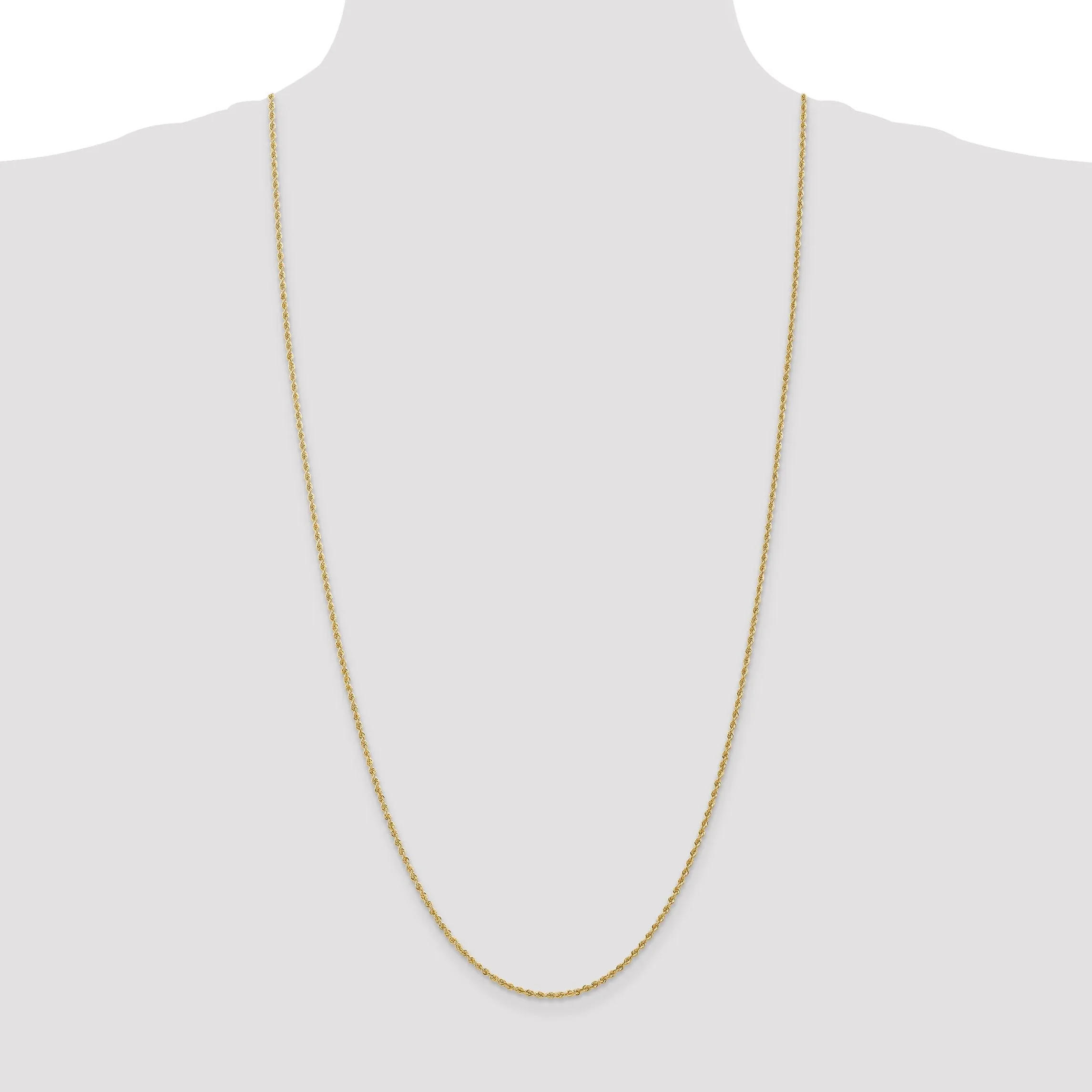 14k Yellow Gold 1.50mm Handmade Rope Chain