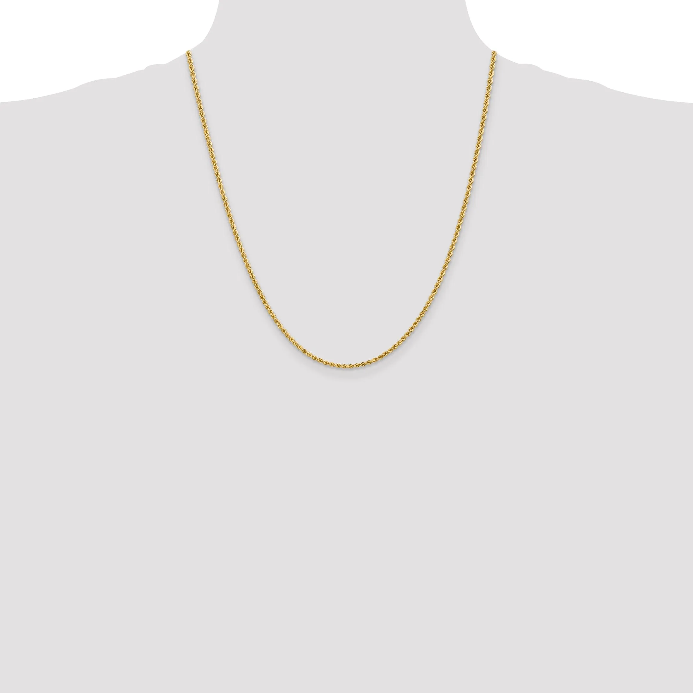 14k Yellow Gold 2.25mm Handmade Rope Chain