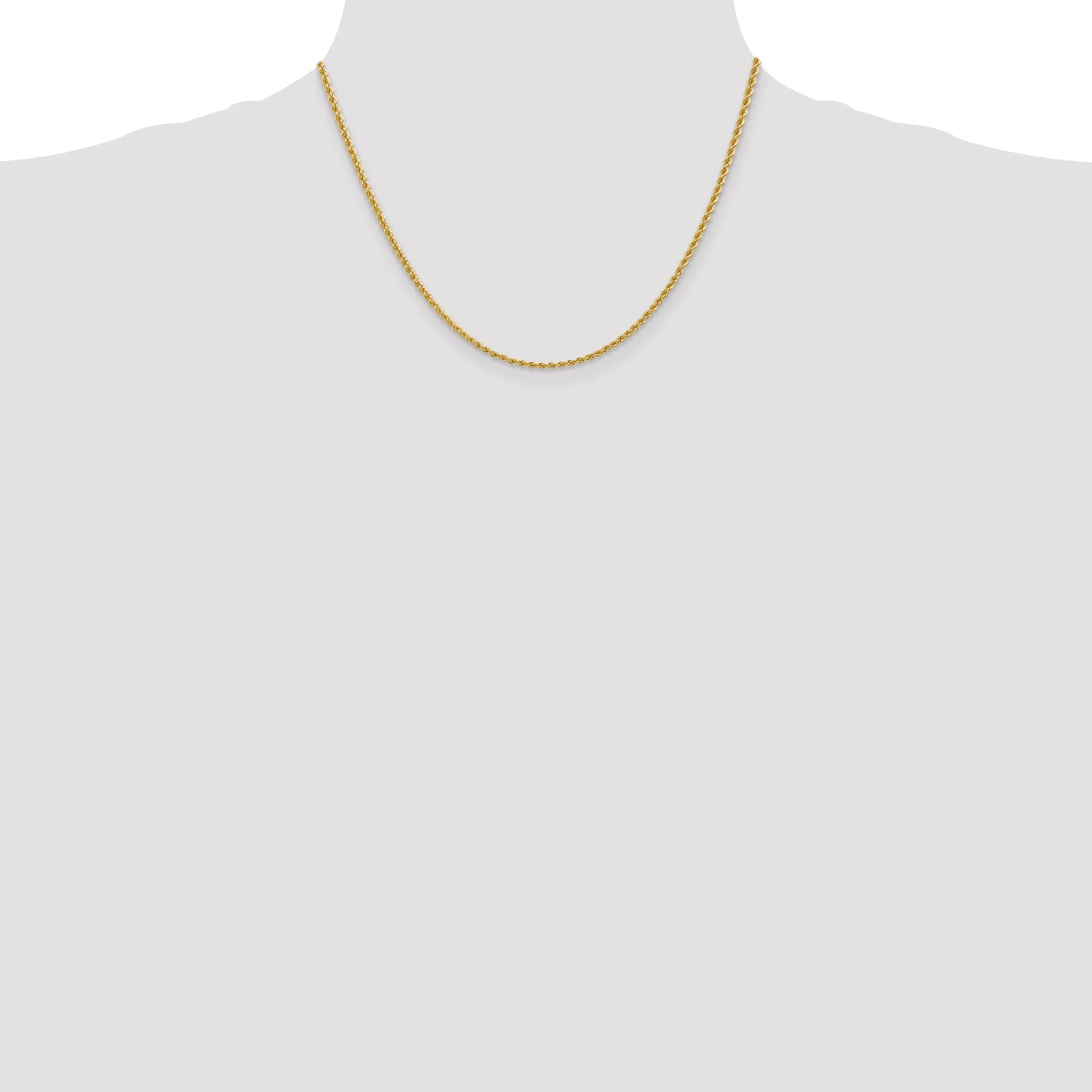 14k Yellow Gold 2.25mm Handmade Rope Chain