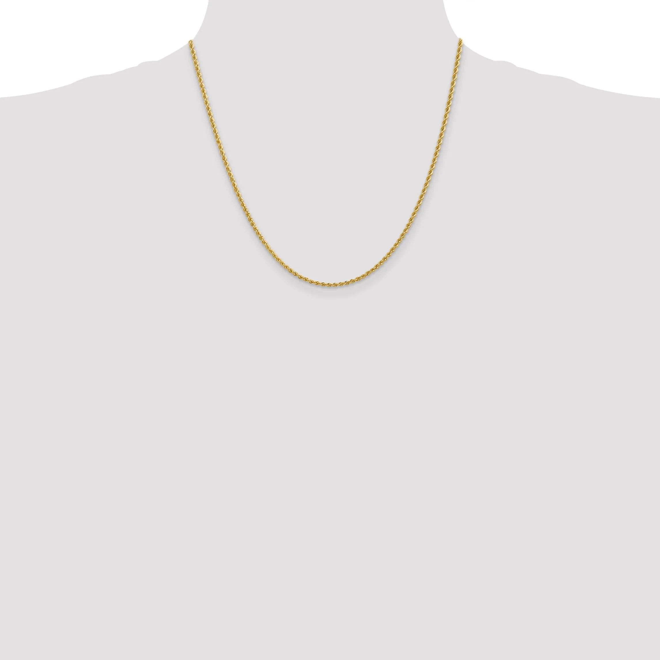 14k Yellow Gold 2.25mm Handmade Rope Chain