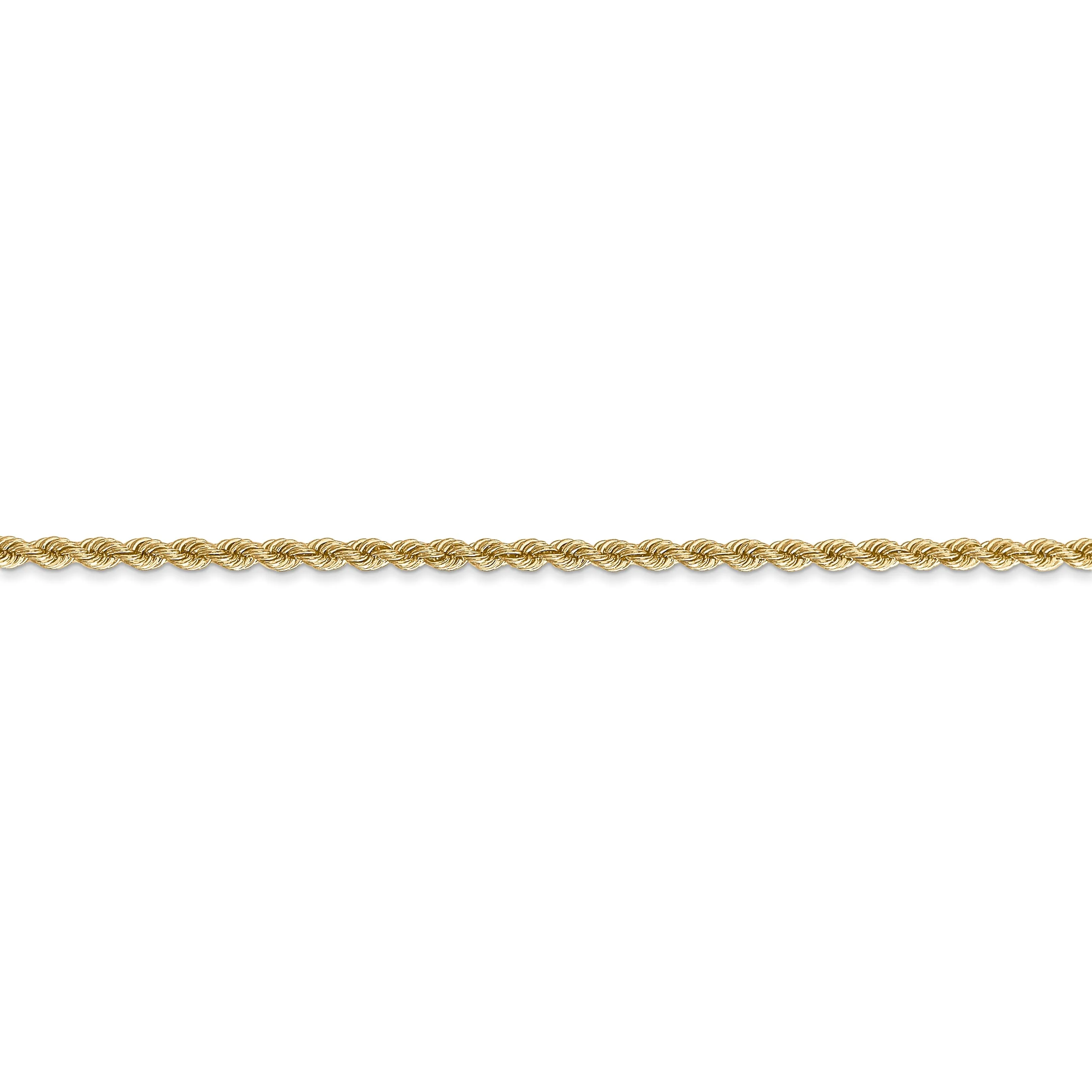 14k Yellow Gold 2.25mm Handmade Rope Chain