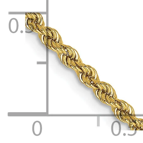 14k Yellow Gold 2.25mm Handmade Rope Chain