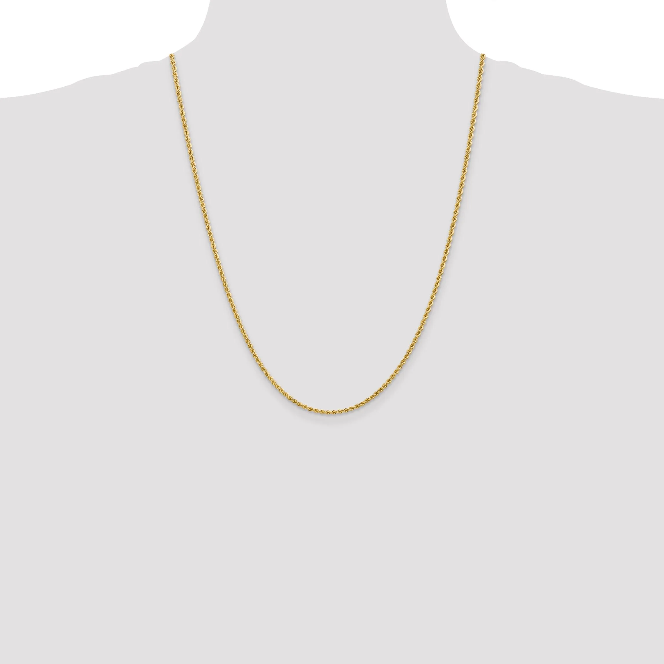 14k Yellow Gold 2.25mm Handmade Rope Chain