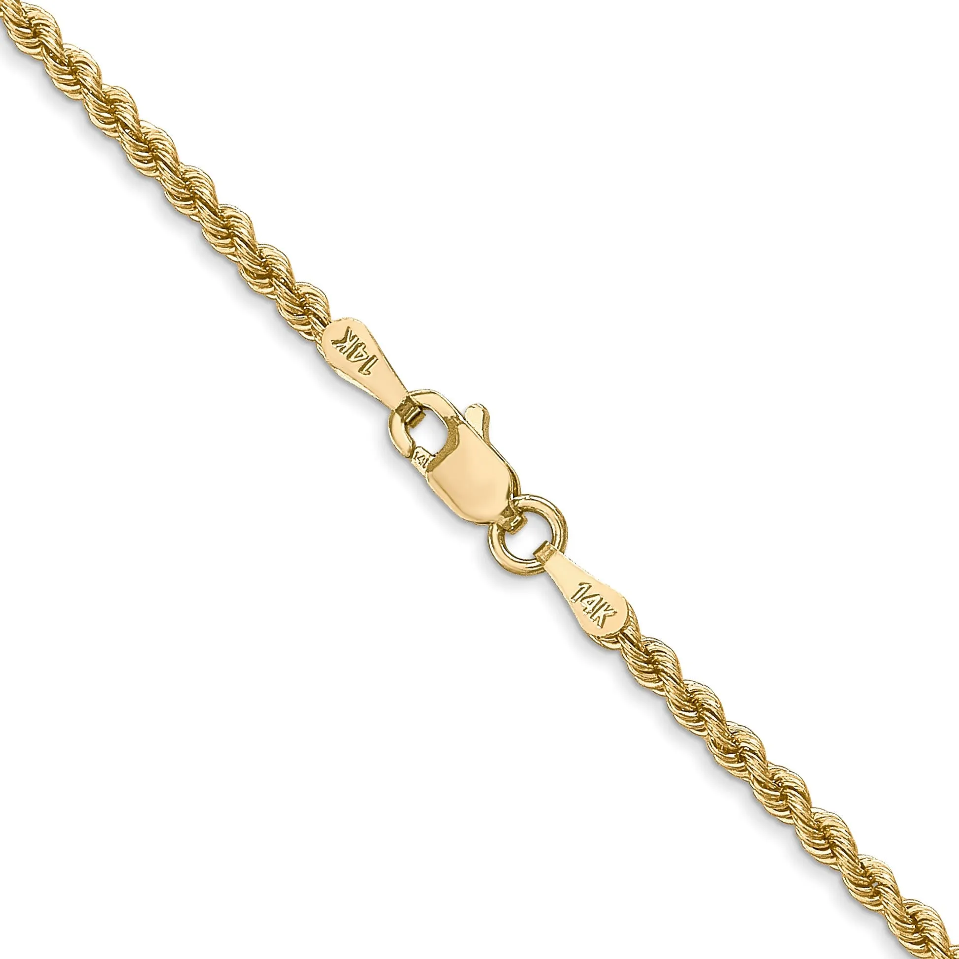 14k Yellow Gold 2.25mm Handmade Rope Chain