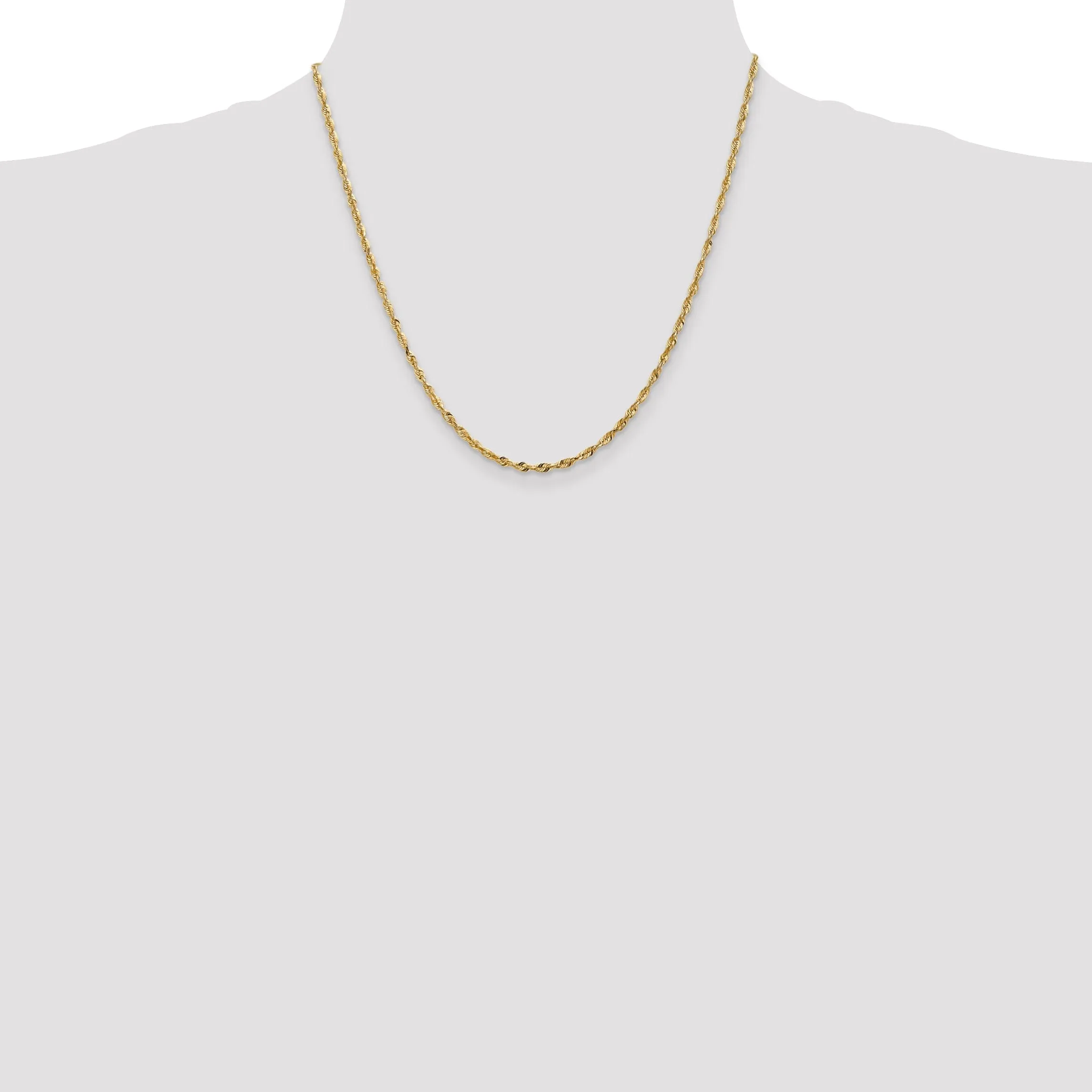 14k Yellow Gold 2.50mm DC ExtraLight Rope Chain