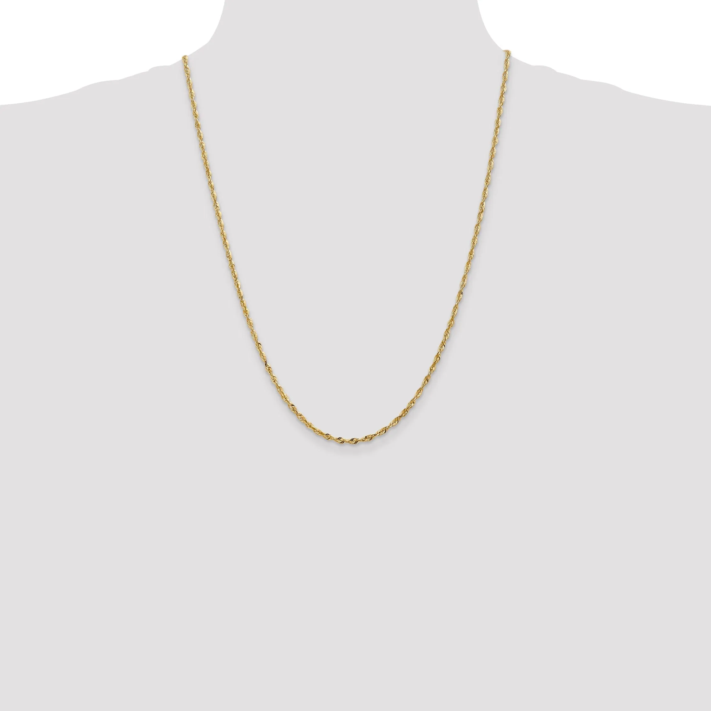 14k Yellow Gold 2.50mm DC ExtraLight Rope Chain