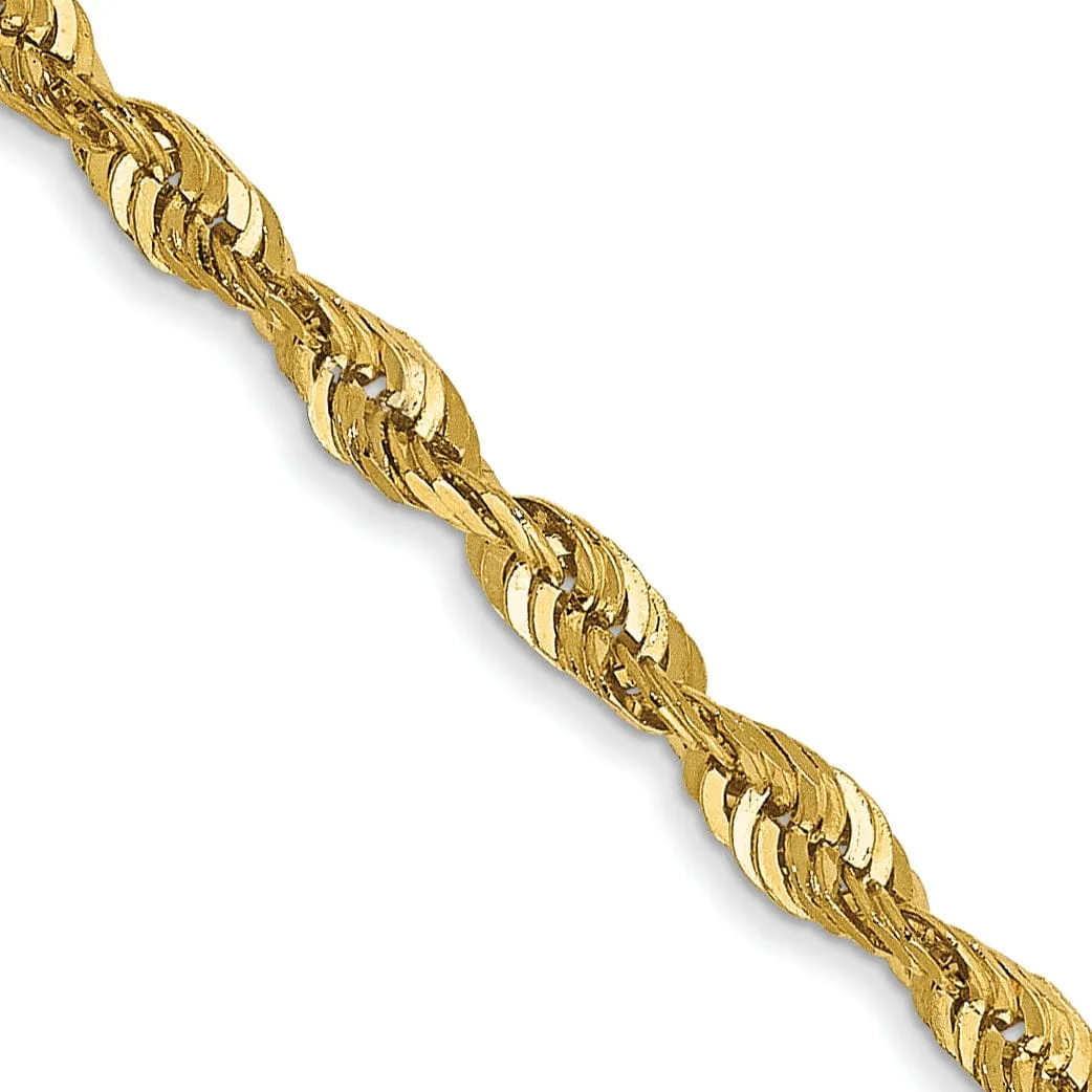 14k Yellow Gold 2.50mm DC ExtraLight Rope Chain