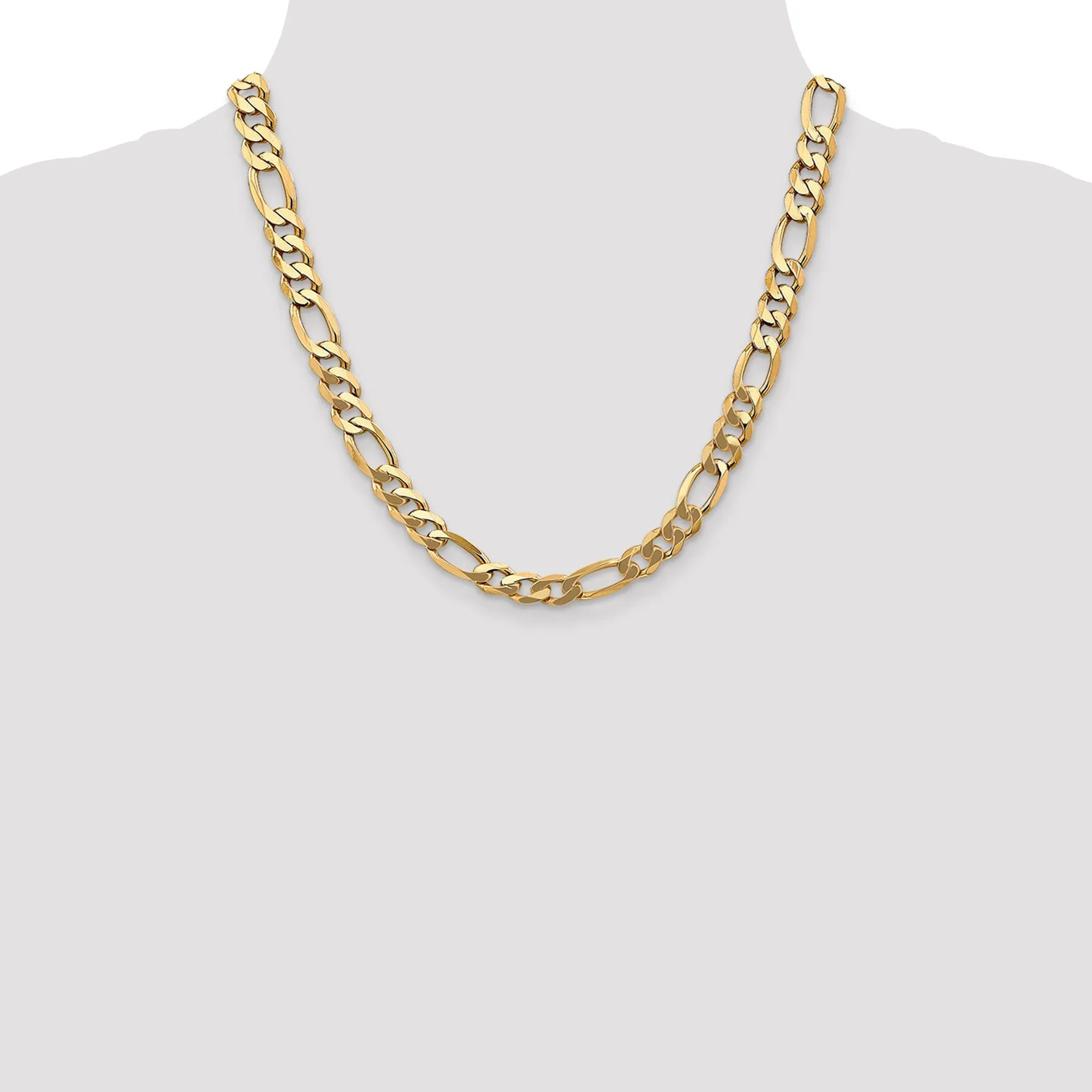 14k Yellow Gold 8.75-mm Flat Solid Figaro Chain