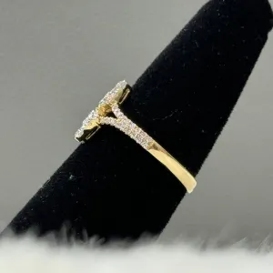 14K Yellow Gold Diamond Heart Ring 0.43Ct Dia / 3gr / Size 7.5