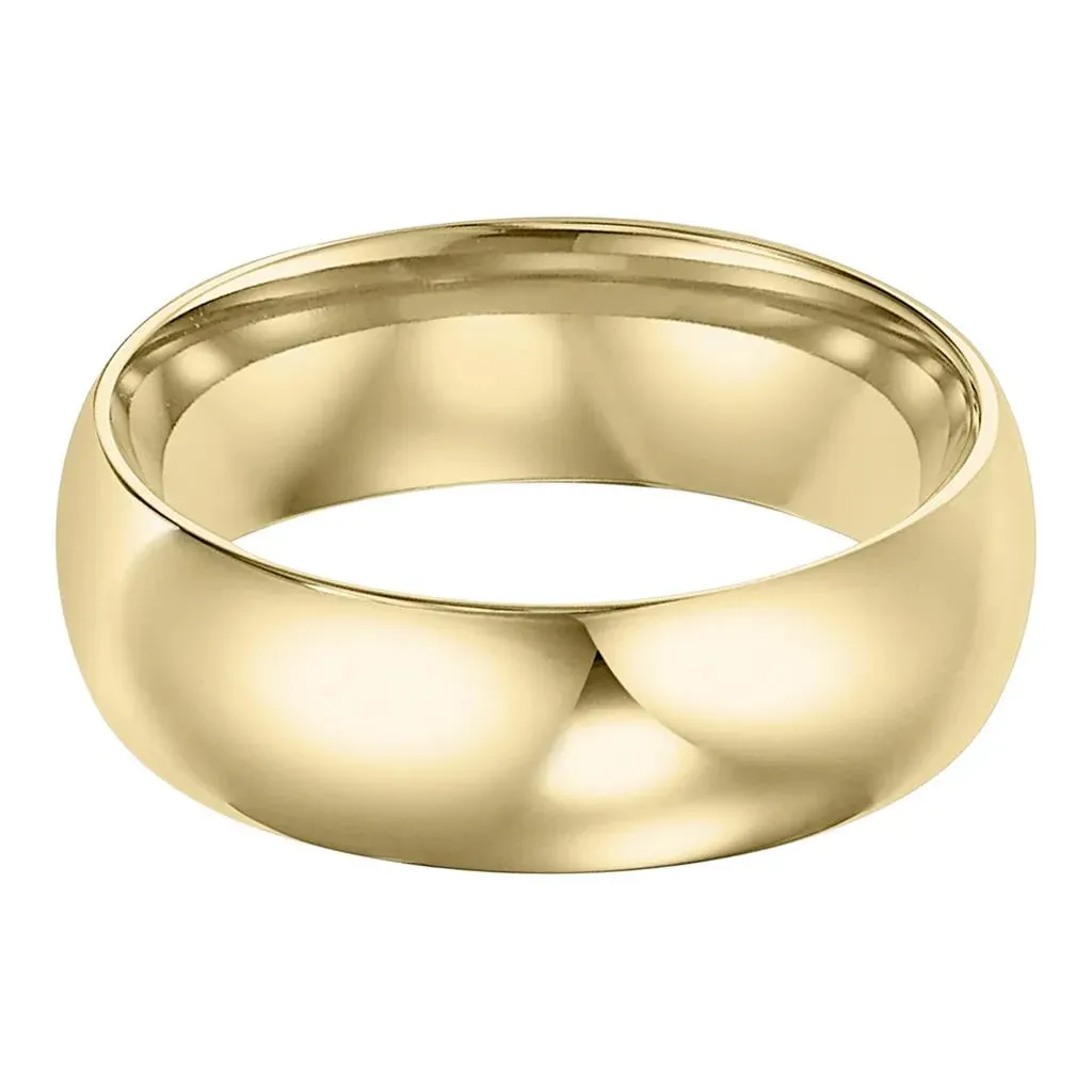 14k Yellow Gold Men's Domed Ring with Polished Finish - 5mm - 10mm