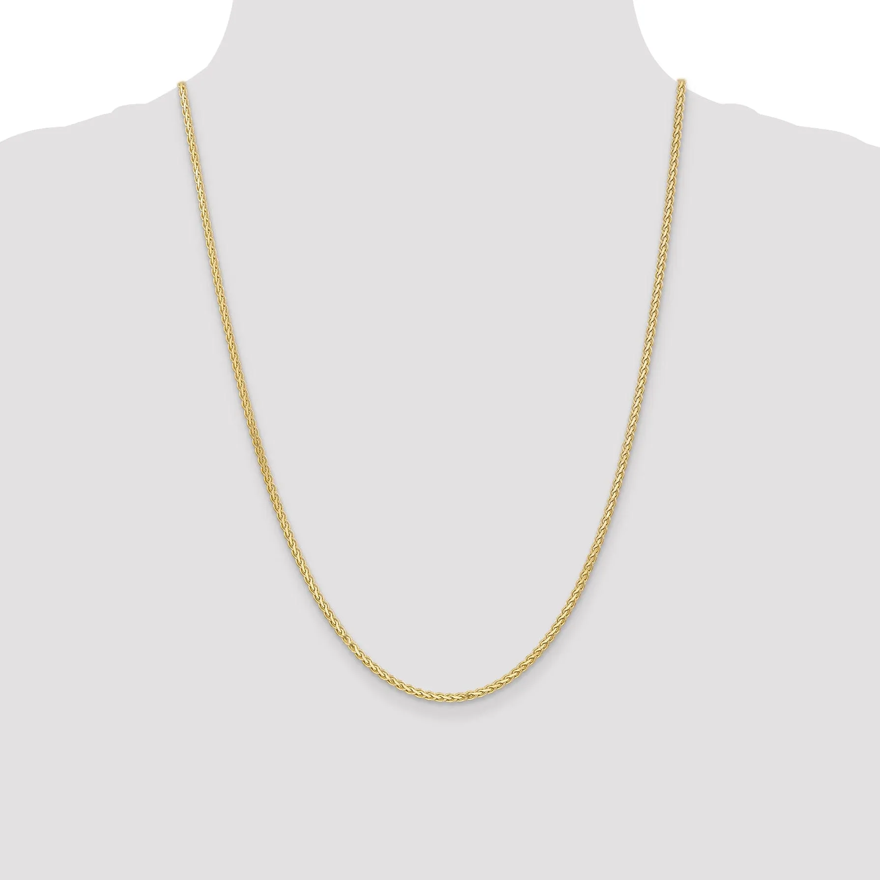 14k Yellow Gold Polished 2.50m Flat Wheat Chain