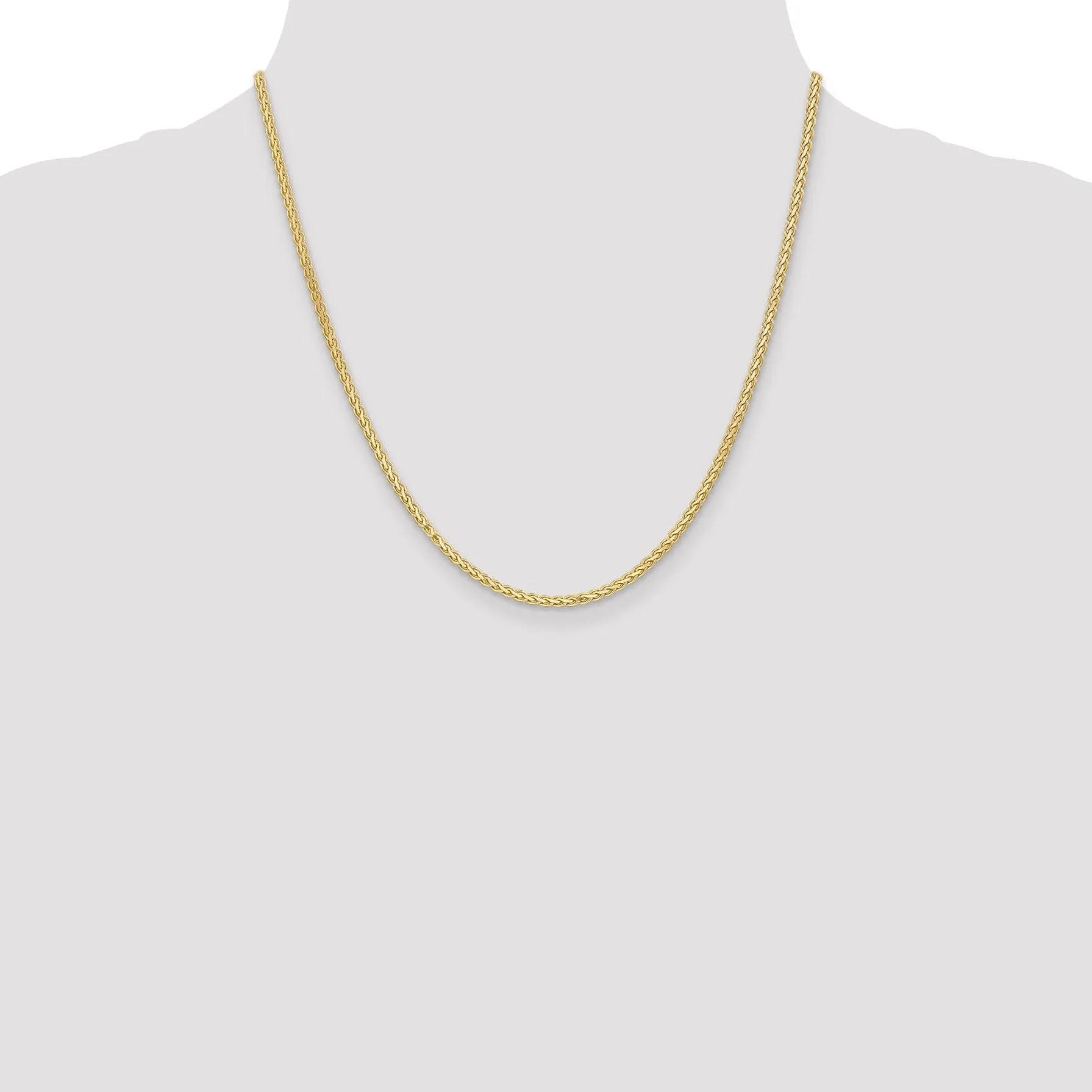 14k Yellow Gold Polished 2.50m Flat Wheat Chain