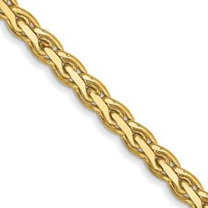 14k Yellow Gold Polished 2.50m Flat Wheat Chain