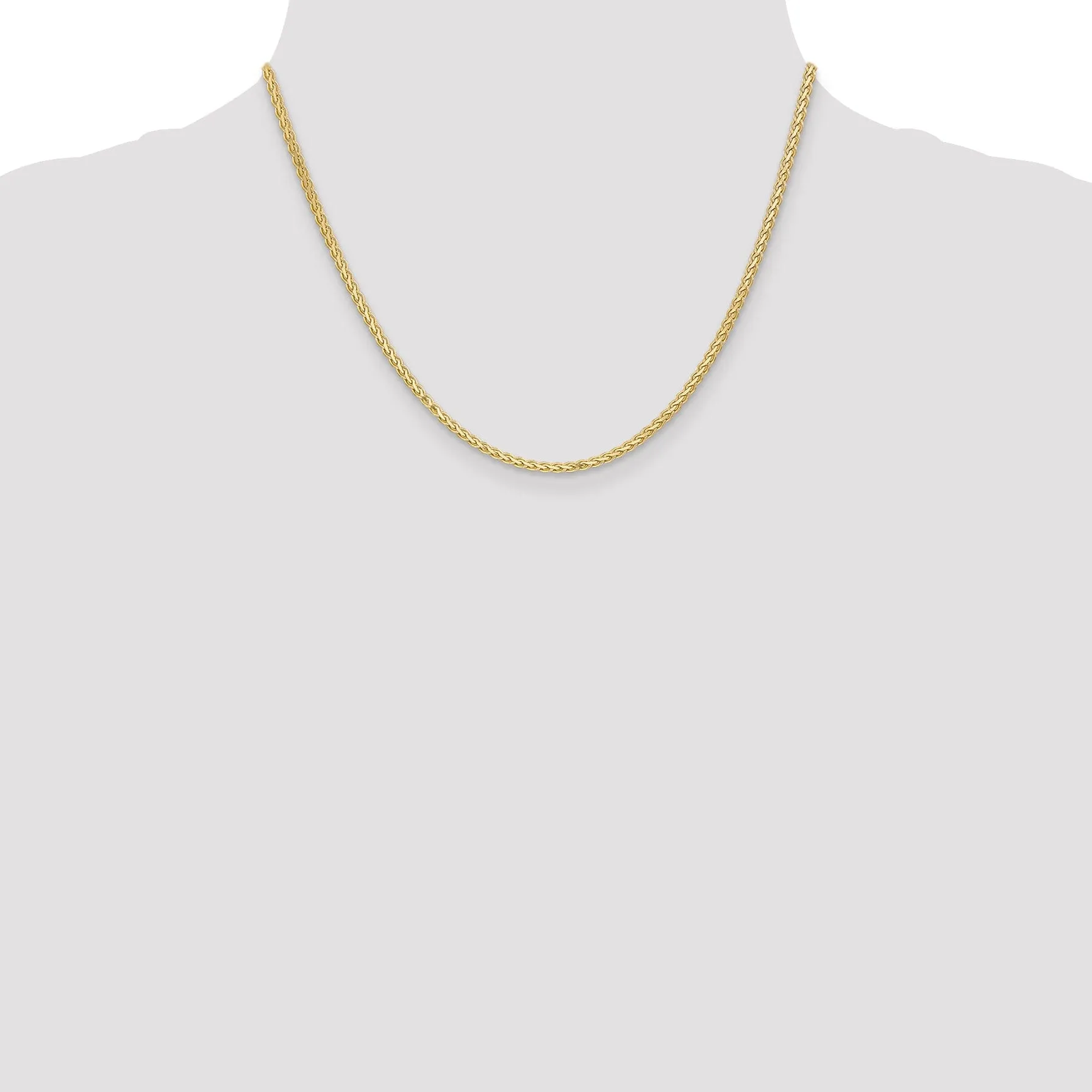 14k Yellow Gold Polished 2.50m Flat Wheat Chain