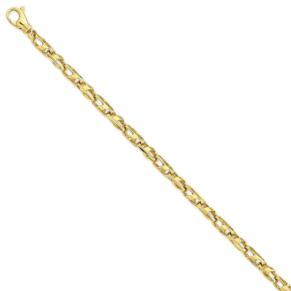 14k Yellow Gold Solid 5.25mm Fancy Link Chain