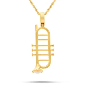 14kYellow Gold Custom Trumpet Pendant