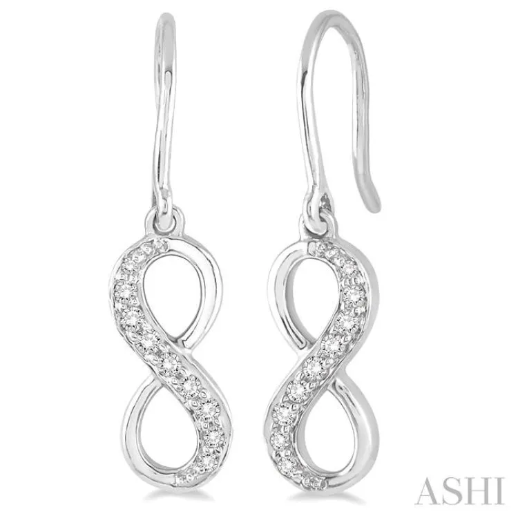 1/6 Ctw Round Cut Diamond Infinity Earrings in 10K White Gold