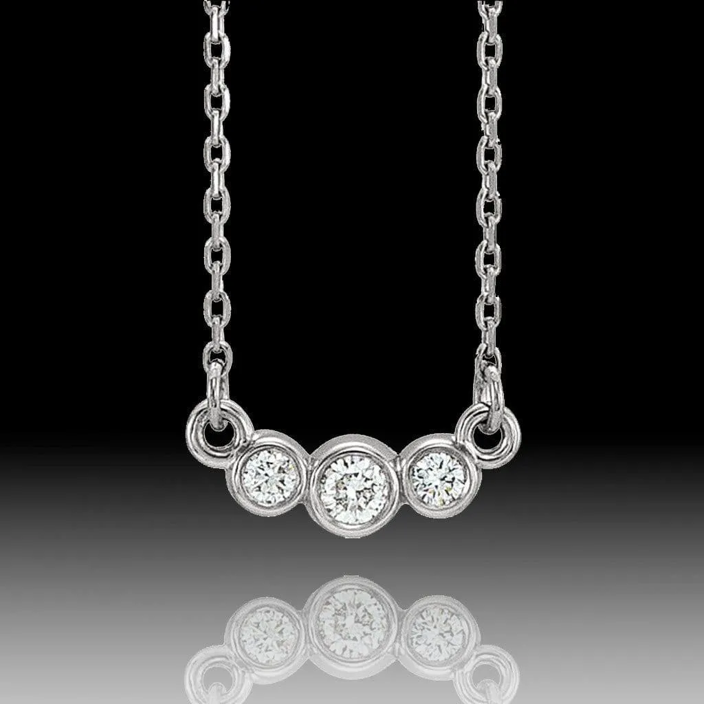 1/8 CTW Diamond Graduated Round Bezel Pendant Necklace