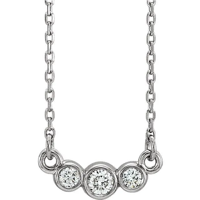 1/8 CTW Diamond Graduated Round Bezel Pendant Necklace