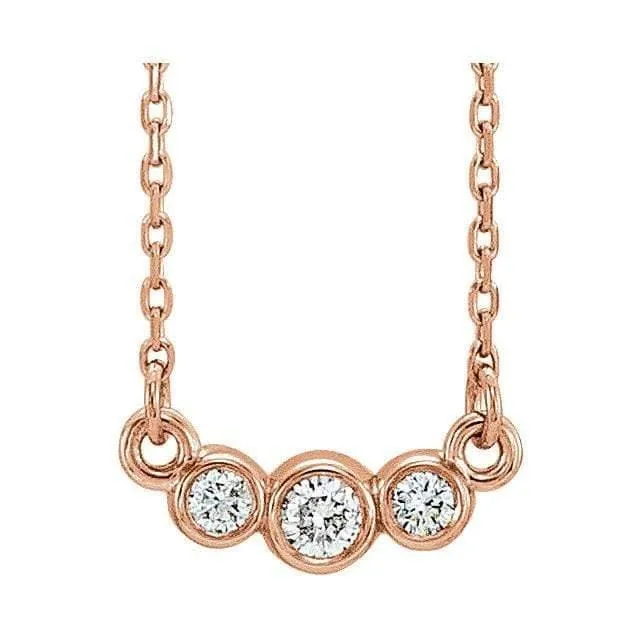 1/8 CTW Diamond Graduated Round Bezel Pendant Necklace