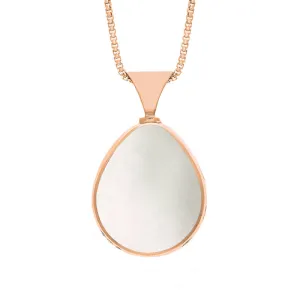 18ct Rose Gold Blue John Mother of Pearl Queens Jubilee Hallmark Double Sided Pear-shaped Necklace