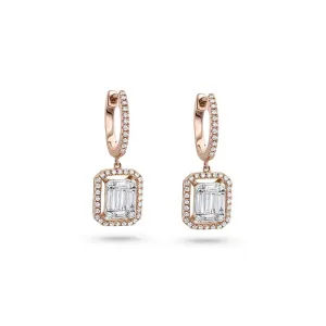 18kt Rose Gold Diamond Chandelier Rectangular Earrings