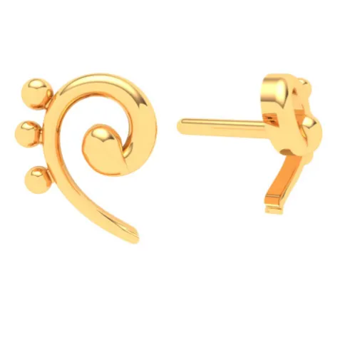 18KT Unique Kolka Shape Three Dots Gold Stud Earrings From Online Exclusive Collection